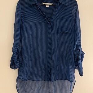 Diane Von Furstenberg Navy Striped Blouse